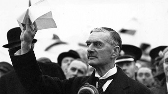 Prime Minister Neville Chamberlain, announcing peace agreement with Hitler (September 30, 1938)