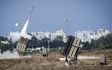 Iron Dome missile defense system in action during 2014 Operation Protective Edge 
