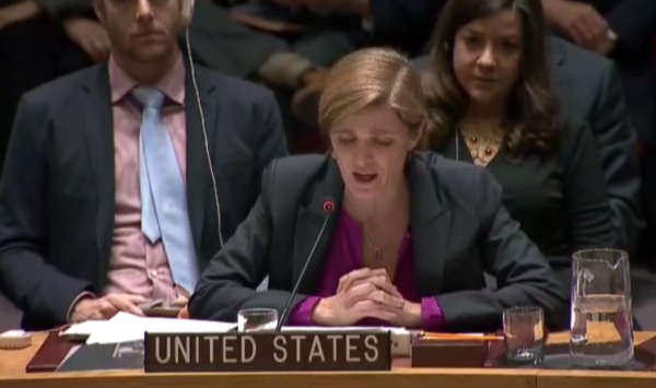 US ambassador to UN, Samantha Power, refraining from veto on anti-Israel resolution