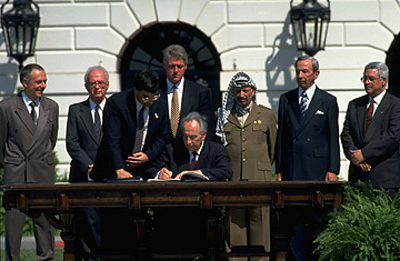 The signing of the Oslo Accords, 1993 
