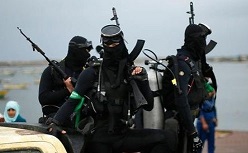 Hamas naval commandos at rally in Gaza 
